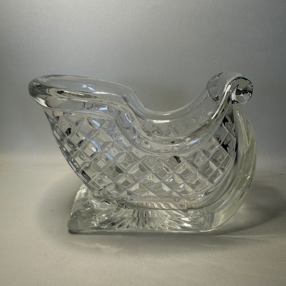 Other - Vintage St. George Crystal Sleigh Candy Dish Centerpiece 6 1/2" Long Heavy
